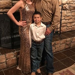 Gold Sequin Long Dress